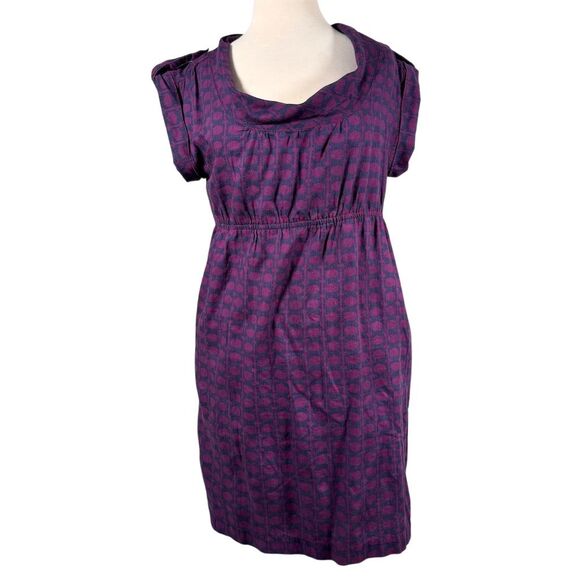 Fossil Women's XL Purple Geometric Cowl Neck Knee Length Dress - Picture 1 of 12
